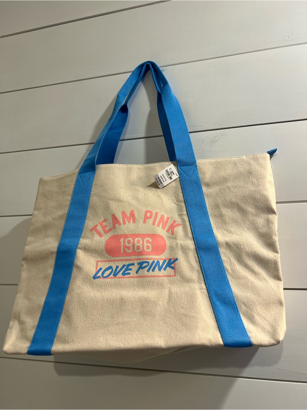 NWT Victoria's Secret PINK Team Pink 1986 Canvas Tote Bag Boat Tote